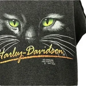 Harley-Davidson 3D キャミソール 猫デザイン Vintage Women's 1991 Harley Davidson 3D Emblem Kitty Cat